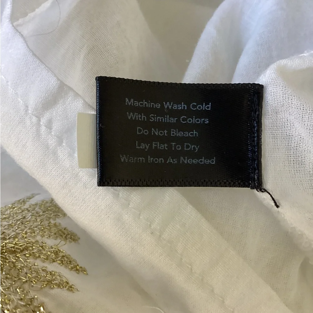 Boston Proper Metallic Detail Off-The-Shoulder Dress Womens Small White Gold - Picture 14 of 15